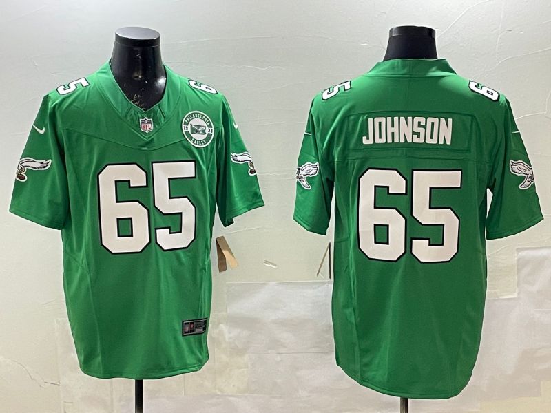Men Philadelphia Eagles #65 Johnson Green Retro three generations 2025 Nike Limited NFL Jersey style 4->philadelphia eagles->NFL Jersey